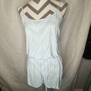 GAP Light‎ Blue White Chevron Print Spaghetti Strap Short Romper
